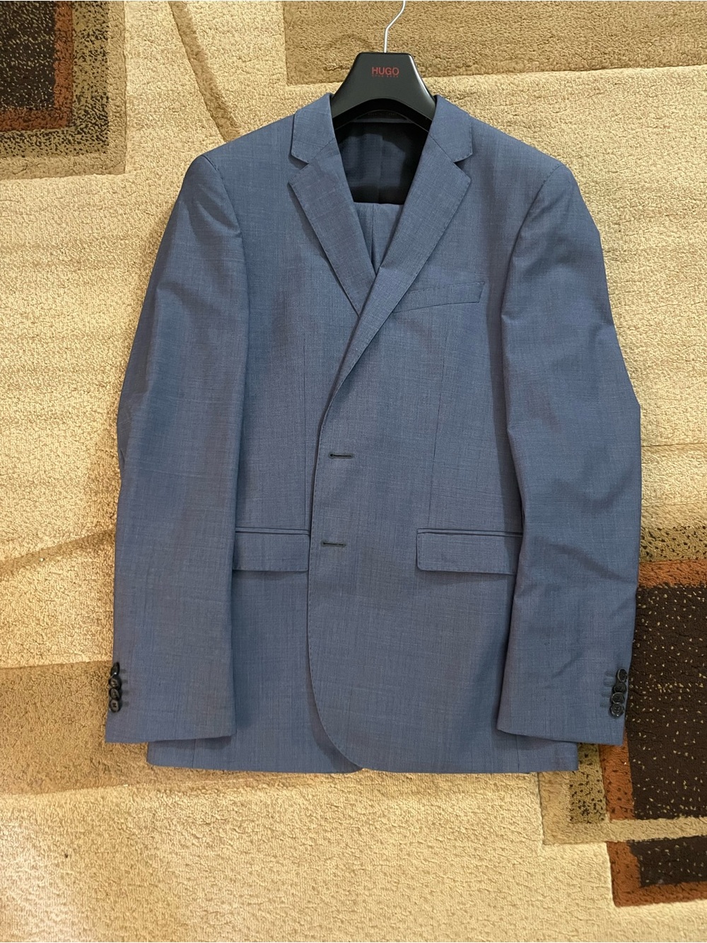 HUGO Blue Two-Button Notch Lapel Suit Jacket
